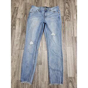 (3/$35) Kenneth Cole Jeans Womens 4 Blue Jess Skinny High Rise Distressed Denim